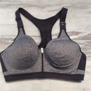 VS sport gray front zip sport bra